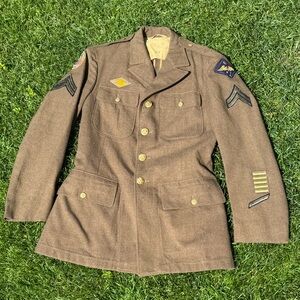 WWII 1942 Named US Army Air Forces Service Coat 38R Wool Serge 13th AAF Corporal
